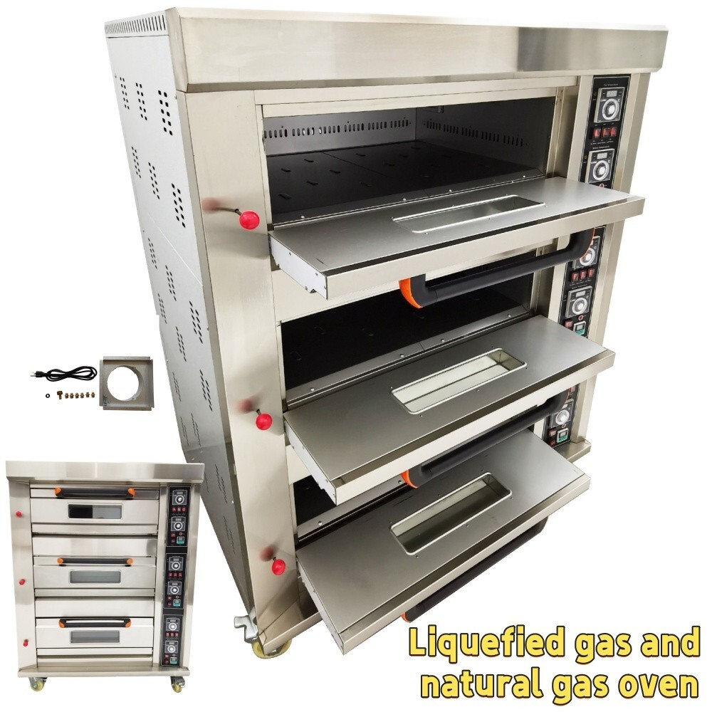 110V Commercial Stainless Steel Gas Bread Oven for Large Batch Baking