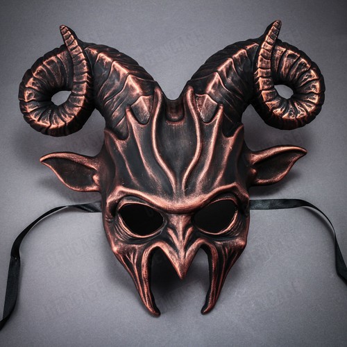 Krampus Devil Twisted Ram Horns Halloween Masquerade Cosplay Party Face Mask - Picture 9 of 15