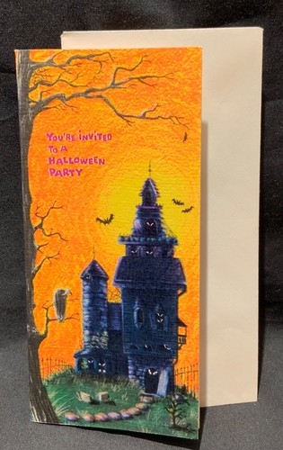 VINTAGE! UNUSED HALLOWEEN PARTY INVITATION - HAUNTED HOUSE!