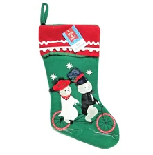 CATS Christmas Stocking, Kitties Pets, Cute Appliqued Embellished, NWT 18"