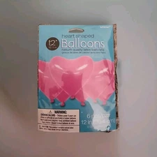 Heart Shaped Ballons 12" Pink Latex 6ct Amscan Party Helium Quality 