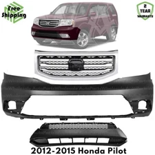 Front Bumper Cover & Grille Assembly Kit For 2012-2015 Honda Pilot
