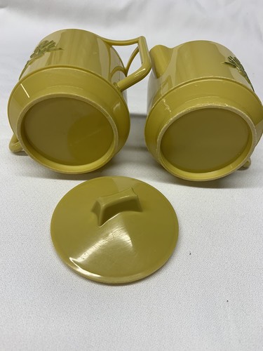 Vintage Mustard Yellow Plastic Cream And Sugar Bowl Set, Great Condition - Picture 5 of 5