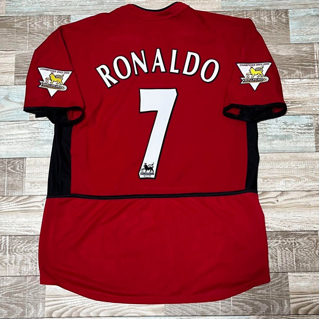 ウェア Manchester Utd 2004 CL RONALDO 7 + Patch RONALDO #7 MANCHESTER UNITED 2002 2004 ORIGINAL HOME Jersey