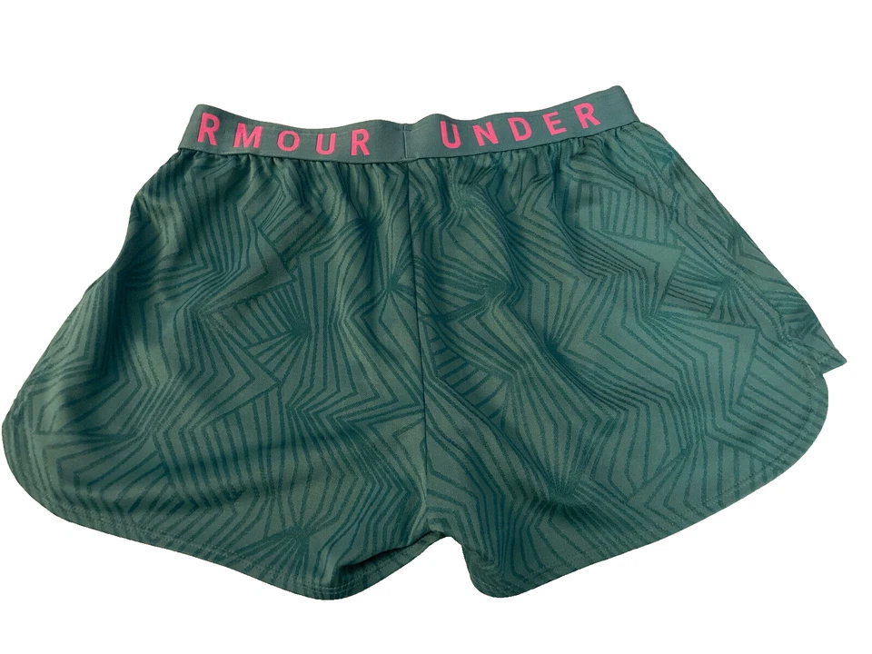 Pantalones Cortos Atléticos Under Armour Correr Gimnasio Diseño Verde Rosa Acento Para Mujer Pequeños Foto 4 de 4
