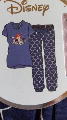 Primark Disney Ladies/Girl Mermaid Pyjamas Cotton Pyjama Set