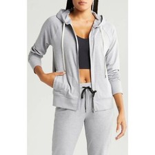 Zella women's Restore Soft Zip-Up Hoodie grey limestone size XL