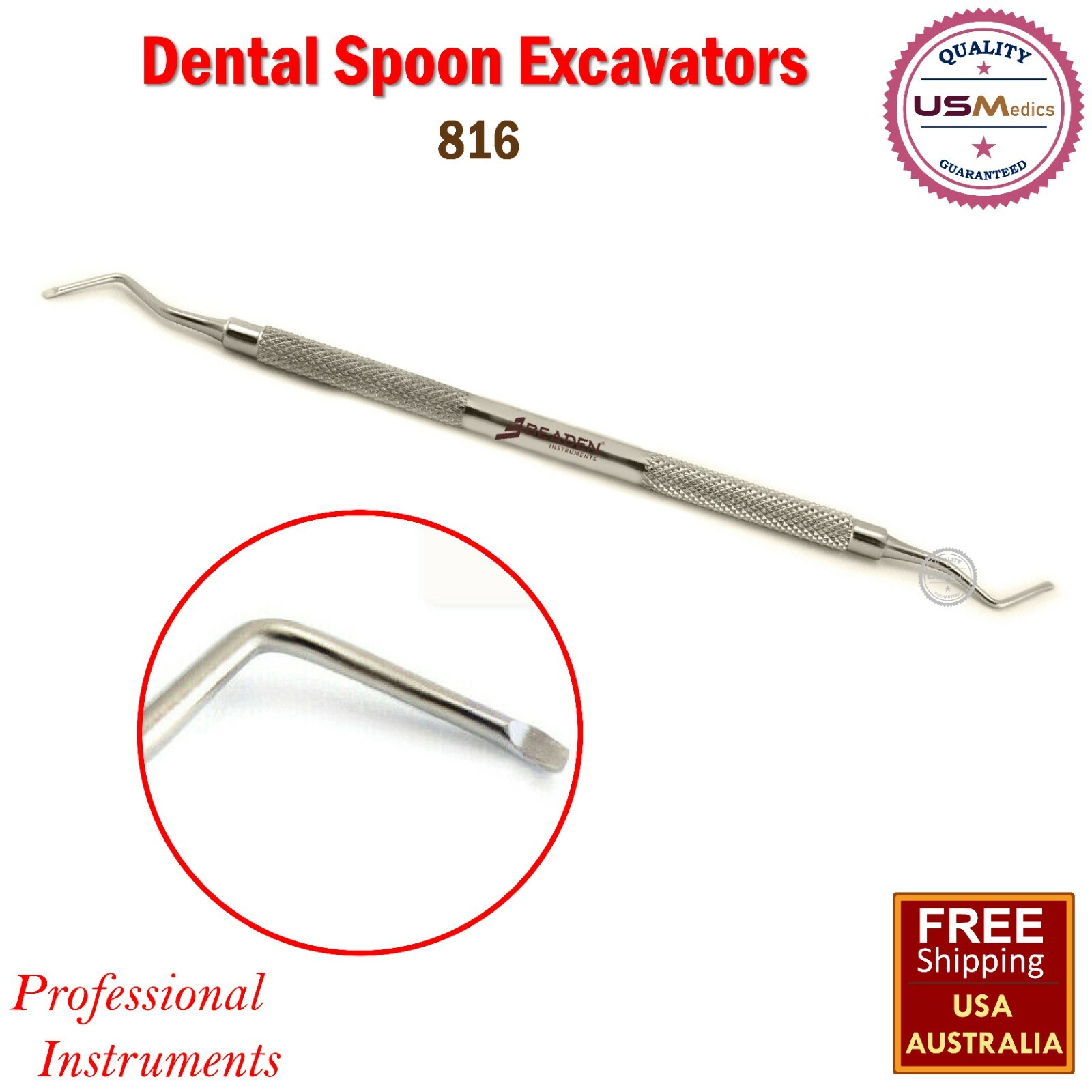 Dental Spoon Excavators Double End Teeth Cavity Filling Carious