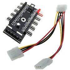 PC Computer 4pin Fan 1 to 10 Port Splitter Hub Board PWM Control IDE Power Cable