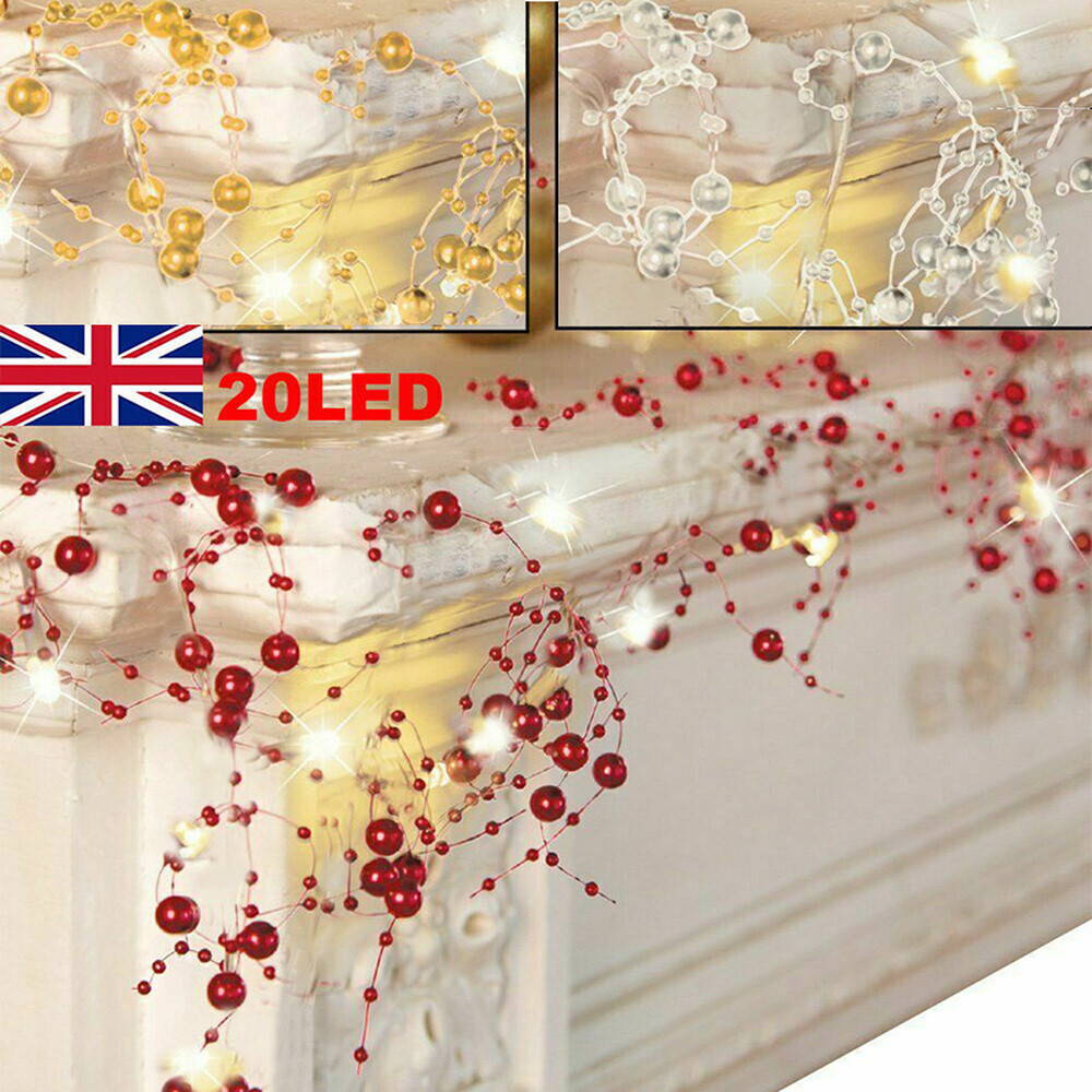 20LED Berry Beaded Lighted Flower Garland Xmas Tree Christmas Home Party Decor eBay