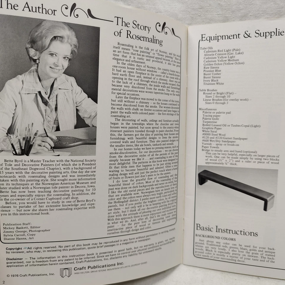 Rare 1976 ROSEMALING Decorative Norwegian Rose Painting Patterns By Betty Byrd - Image 2 of 4