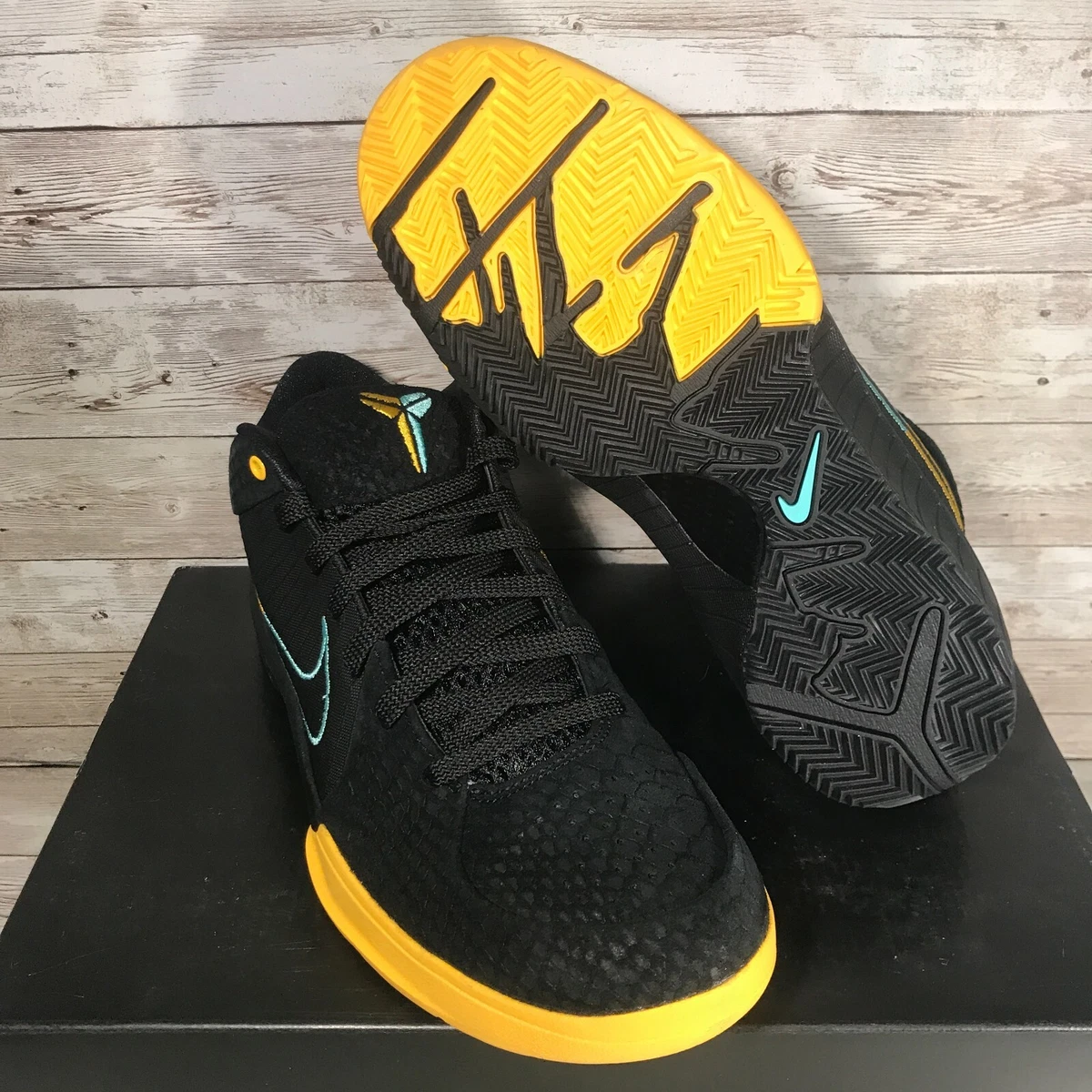 New Nike Kobe 4 Protro FTB Snake Men's Size 8 AV6339-002 Black/Aurora/Yellow