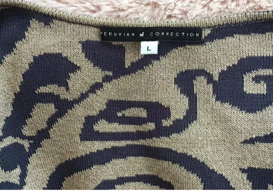 Conjunto Cárdigan Conexión Peruana Talla L Estampado Abstracto Pima Algodón Arte PVP£565 Foto 3 de 4