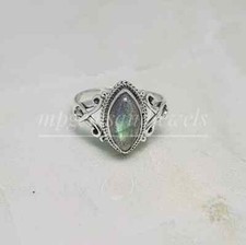 Natural Labradorite Ring 925 Sterling Silver Band Statement Handmade All Size