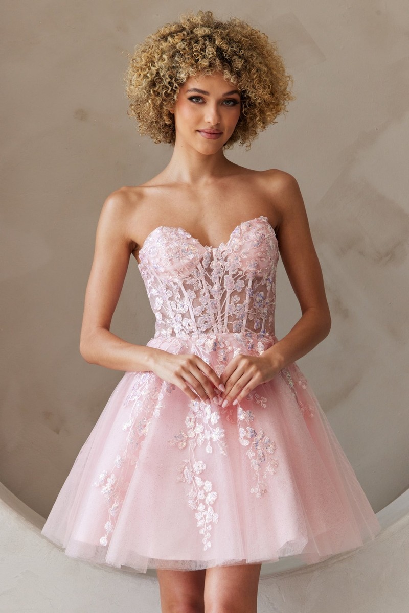 babydoll homecoming dress Kiara Keyhole Open Back Mini Dress