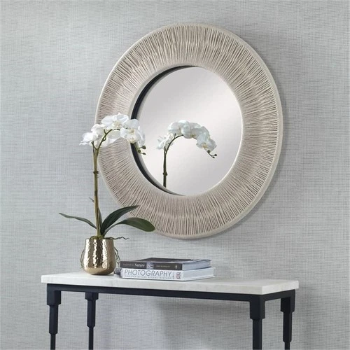 Uttermost Sailors Knot Small Round Iron Rope and MDF Wood Mirror in White - Picture 6 of 7