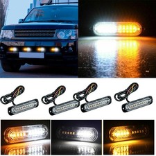 4PCS Amber/White 10LED Truck Car Warning Hazard Flashing Beacon Strobe Light Bar