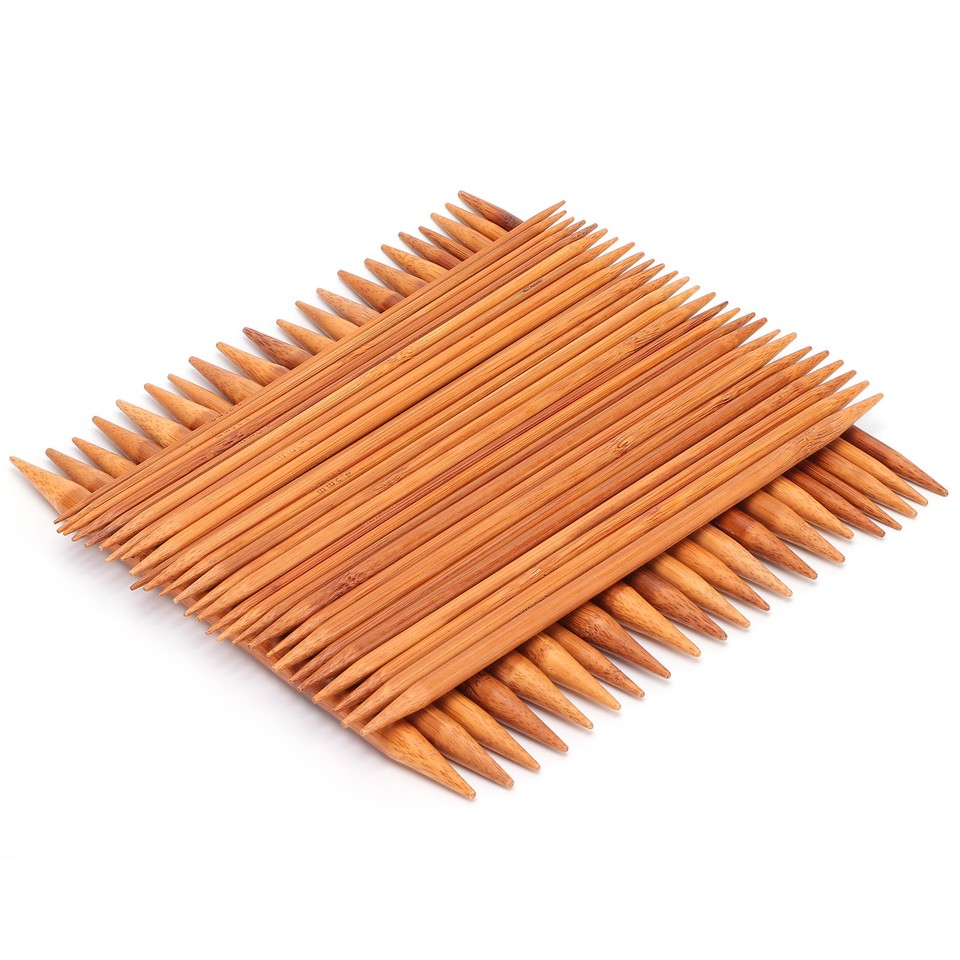 75 Pcs Double Pointed Knitting Needles 20cm/7.8in Carbonized Bamboo