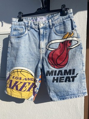 Bershka x NBA Denim Shorts Men 31 EU 40 Lakers Miami Heat NY Knicks Jorts Y2K