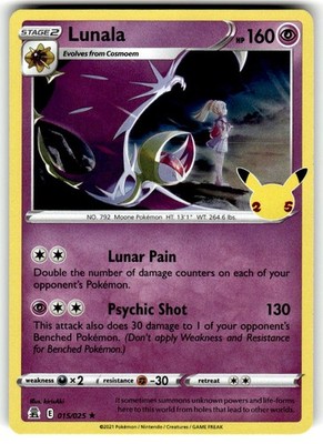 Lunala Holo Rare Celebrations 015/025 NM