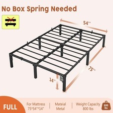 14 Inch Metal Platform Bed Frame Full Size Sturdy Steel Slat Support 800 Lbs