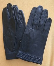 Vintage Short Black Kid Leather 7.25" Long Gloves Sz 7 France