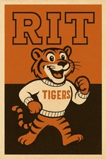k RIT Tigers NCAA Mascot Logo Poster 12x8in Metal Sign Vintage