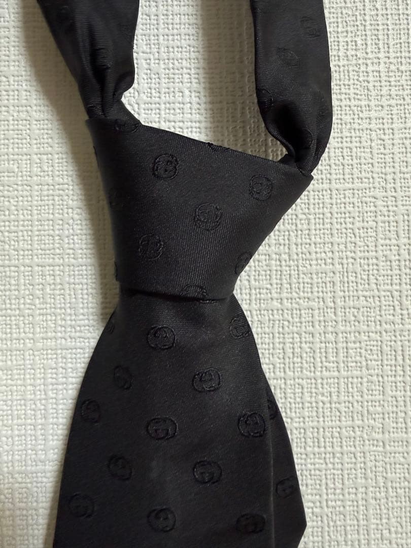 Gucci Black Silk Interlocking GG Pattern Tie Men'… - image 3