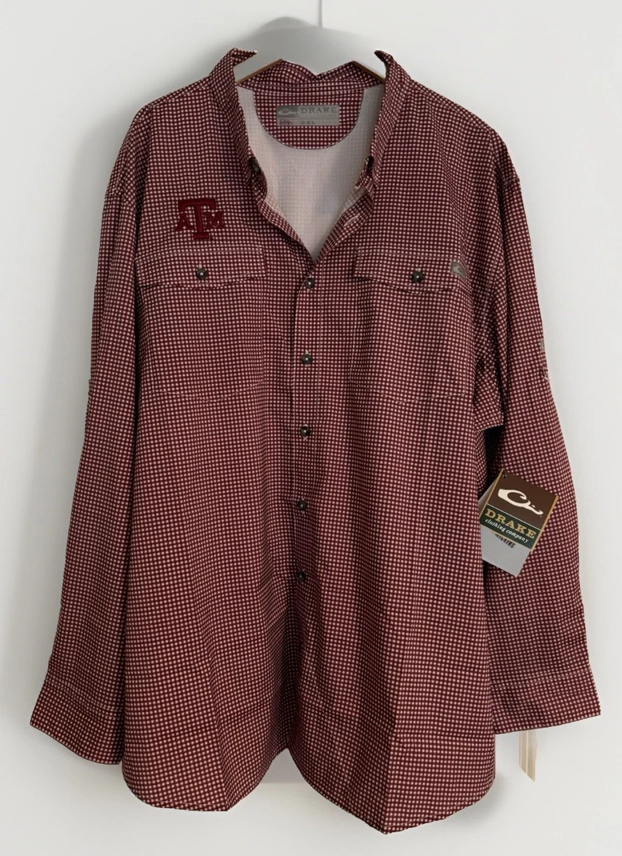 Chemise Drake Homme 2XL Texas A&M - Marron Pêche Ventilée Performance - Occasion