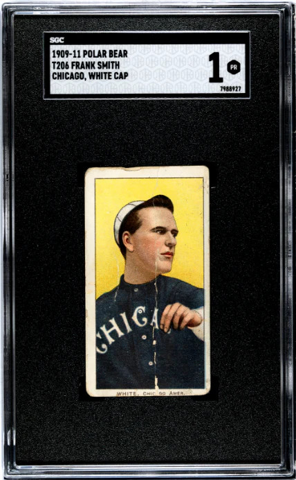 1909 T206 DOC WHITE NNO POOR POLAR BEAR WHITE CAP SGC 1 CHICAGO WHITE SOX