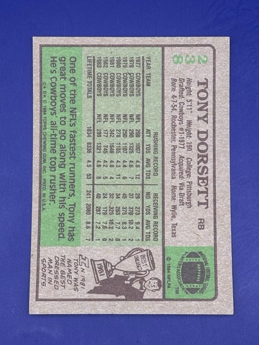 1984 TOPPS - TONY DORSETT HOF #238 - Picture 3 of 3