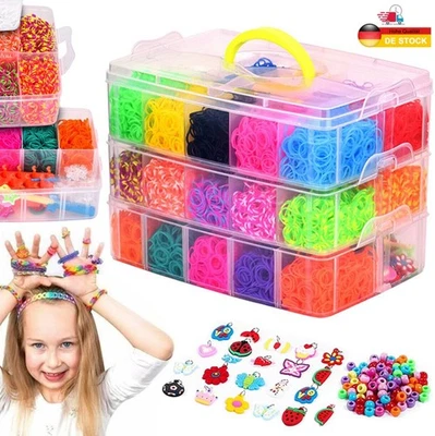 MARKENLOS Loom Bands XXL 15000+ Gummibänder Starter Set Bänder Webhaken Webrahmen Kit DE