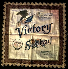 Antique 1918 World War I U.S. Armed Forces Victory Eagle Silk Pillow Cover