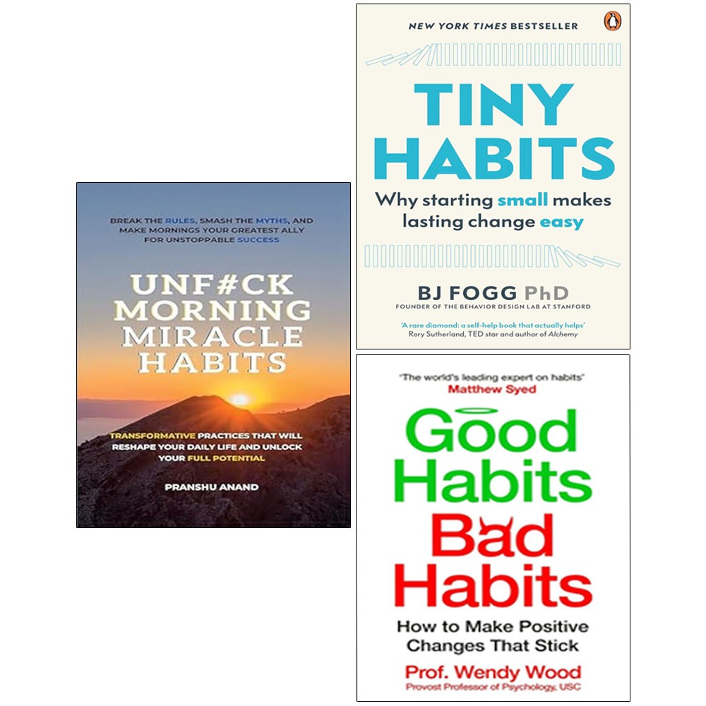 Tiny Habits BJ Fogg ,Micro Habits, UnF#ck Morning Miracle Habits 3 Books Set
