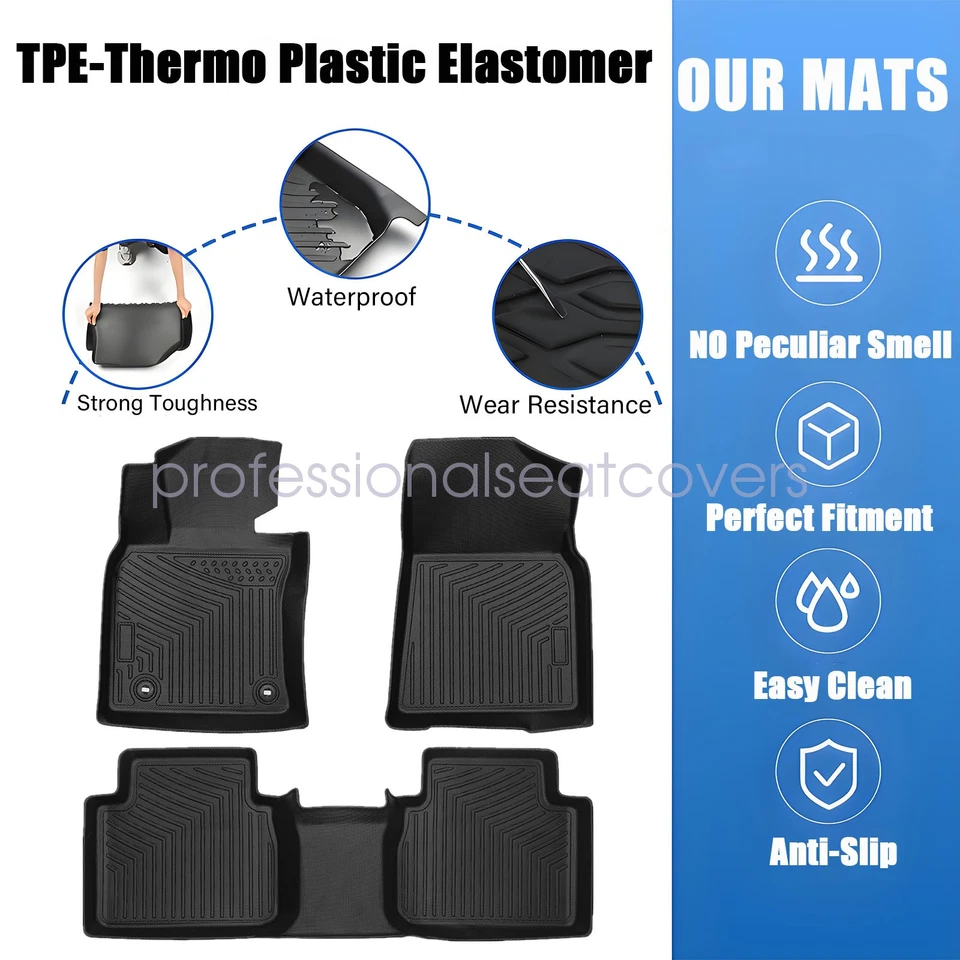 Alfombrillas forro 3D delanteras y traseras negras para Toyota Avalon Hybrid TPE 2018-2023 Foto 3 de 4