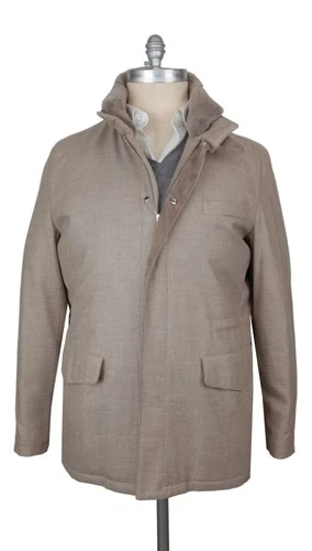 $3750 Mandelli Beige Wool Blend Solid Coat - 48/58 - (MM1113253) - product listing photo