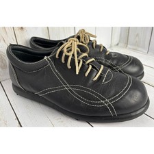 Camper Peu Cami Black Leather Lace Up Contrast Stitch Round Toe Spain sz 7