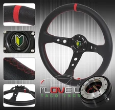 320mm Detachable Steering Wheel Combo - Blk Slim Quick Release & Jdm Horn Button