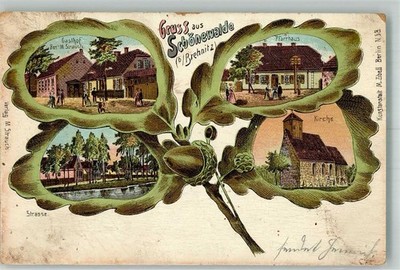 13643464 - 7981 Schoenewalde lithograph oak leaf inn shrub