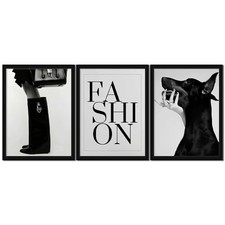 Vogue Wall Art Poster 3Pcs, Black and White 16"L x 12"W Vogue poster Framed