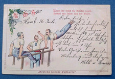 Deutsche Turner Postkarte "Gut Heil" gelaufen 1898 RAR