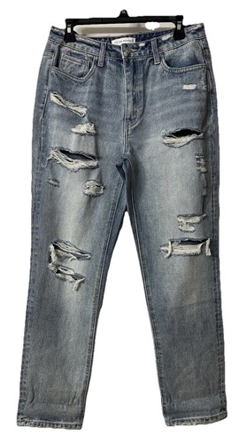 NWT Flying Monkey Black Label Womens Light Wash Distressed Jeans Denim Size 27
