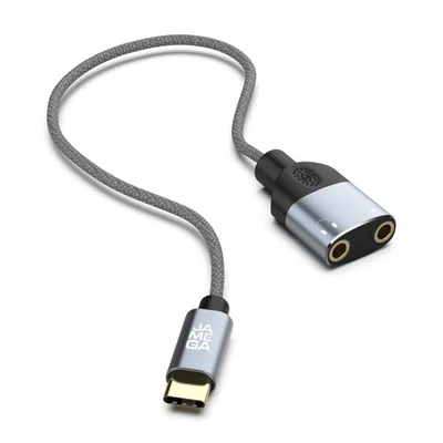 USB Typ C auf 2x 3,5mm Klinke Buchse Aux Splitter Klinken Adapter Silber, 0,2m - Bild 1 von 4