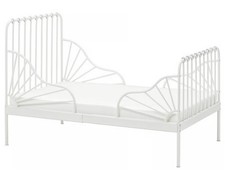 IKEA White Extendable Minnen Bed Metal Frame 