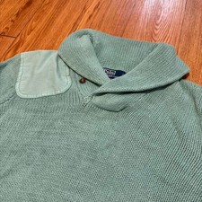 Polo Ralph Lauren Men's Sweater Linen Knit Mint Padded Preppy Size Large