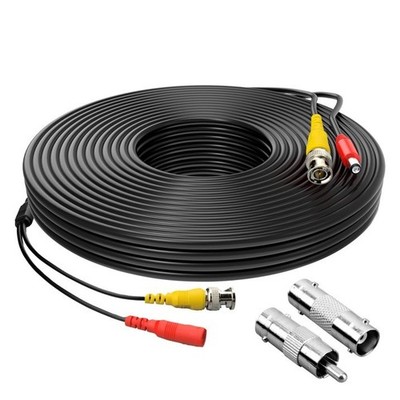 25ft Black Video Power BNC Cable Lead Wires for Kguard CCTV DVR Security Cameras