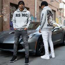 ROGUE STATUS / DTA DEVIL DOGS LIGHT GREY MEN'S ZIP UP HOODIES