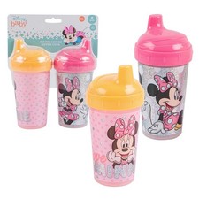DISNEY baby GLITZ Minnie Mouse 10oz Sippy Cup 2 Pack Hard Top Spill Proof NEW 