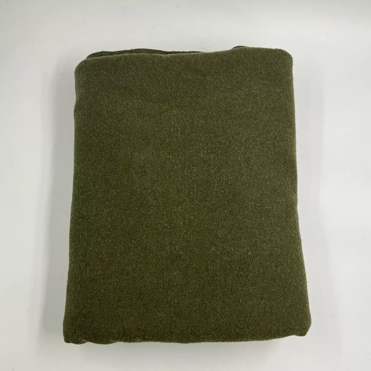 Vintage Olive Green Wool Blanket USA Army Military Heavy Outdoor