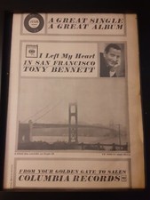 Tony Bennett I Left My  Heart In San Francisco Original Promo Poster Ad Framed!